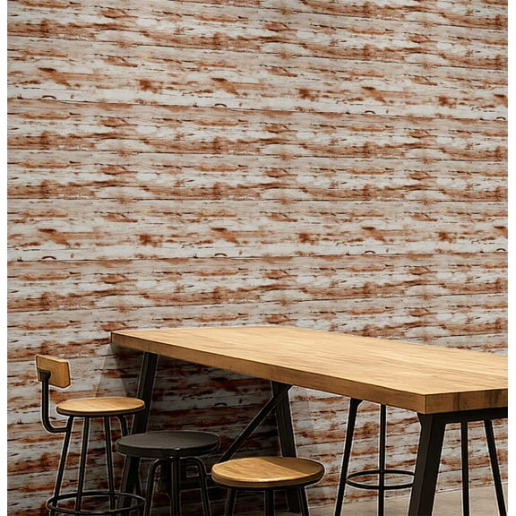S4Sassy Rustic Wood Wallpaper - Commercial Space Wall Covering, 25" X 240" Self-Adhesive Plain Vinyl Wallpaper, Decorative Walls Wrap, Easy Diy Wall Covering For Retail, Office Spaces - Brown