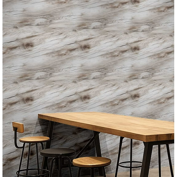 S4Sassy Rustic Woodgrain Wallpaper - Commercial Space Wall Covering, 25" X 120" Self-Adhesive Textured Vinyl Wallpaper, Decorative Walls Wrap, Easy Diy Wall Covering For Retail, Office Spaces - Gray