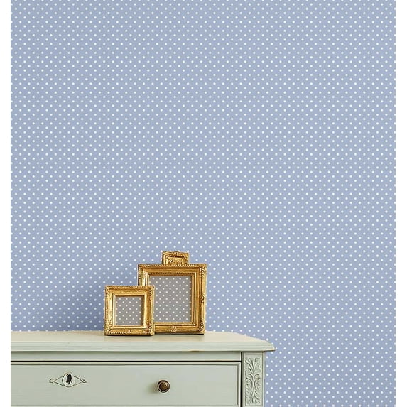 S4Sassy Self Adhesive Wallpaper, Blue Tiny Polka Dot Wallpaper, Removable DIY Vinyl Wall Covering, Peel and Stick Contact Paper for Entryway Accent Wall, Easy Home Decor Solution (25"x120")