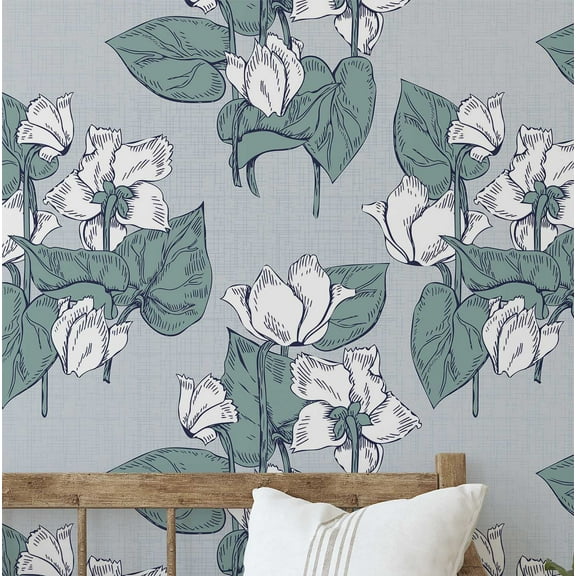 S4Sassy Self Adhesive Wallpaper, Bold Tulip Blossom Wallpaper, Green Diy Vinyl Wall Covering, Plain Peel And Stick Contact Paper For Entryway Accent Wall, Easy Home Decor Solution (25"X60")