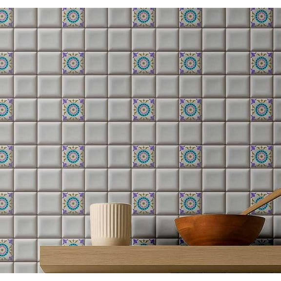 S4Sassy Self Adhesive Wallpaper, Mosaic Tile Print Wallpaper, White Removable Diy Vinyl Tile Pattern Wall Covering, Plain Peel And Stick Contact Paper For Entryway, Kitchen Backsplash(25"X60")