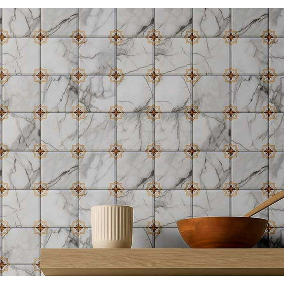 S4Sassy Self Adhesive Wallpaper, Square Tile Wallpaper, White Removable Diy Vinyl Tile Pattern Wall Covering, Plain Peel And Stick Contact Paper For Entryway Accent, Kitchen Backsplash(25"X240")