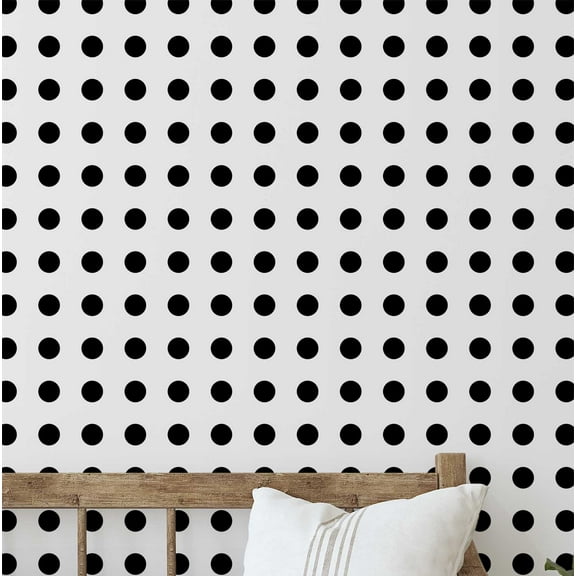 S4Sassy Self Adhesive Wallpaper, White Polka Dot Wallpaper, Removable DIY Vinyl Wall Covering, Peel and Stick Contact Paper for Entryway Accent Wall, Easy Home Decor (25"x60")