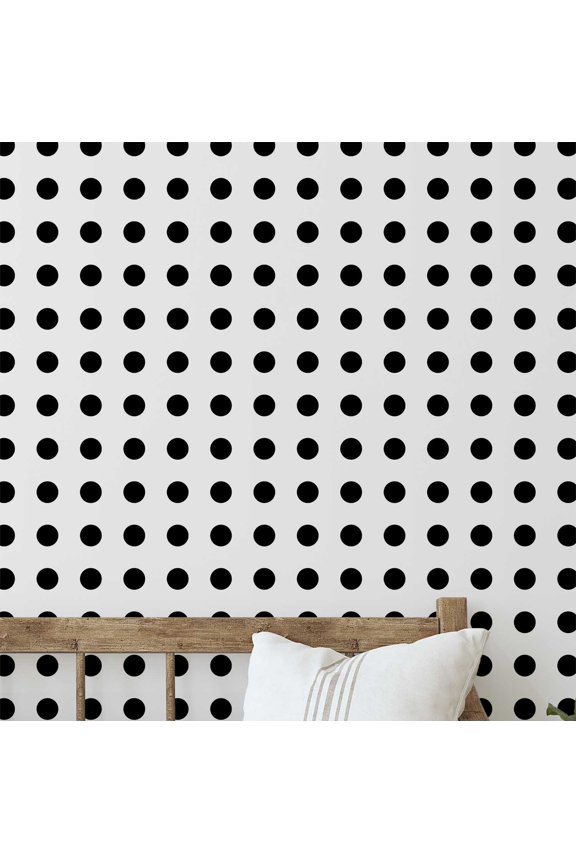Self Adhesive Wallpaper, White Polka Dot Wallpaper, Removable DIY Vinyl Wall Covering, Peel and Stick Contact Paper for Entryway Accent Wall, Easy Home Decor (25"x60")