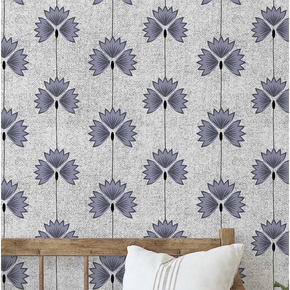 S4Sassy Self-Stick Decorative Boho Wallpaper, Floral Lattice Print Wall Paper, Plain Vinyl Waterproof Contact Paper, Blue, 25"X240" Removable Renter Wall Covering For Bedroom, Dining Room
