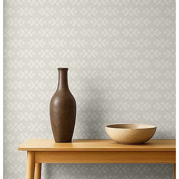 S4Sassy Self-Stick Decorative Wallpaper, Diamond Tile Print Wall Paper, Textured Vinyl Waterproof Contact Paper, White, 25"x60"inch Removable Renter Friendly Wall Covering For Bedroom, Dining Room
