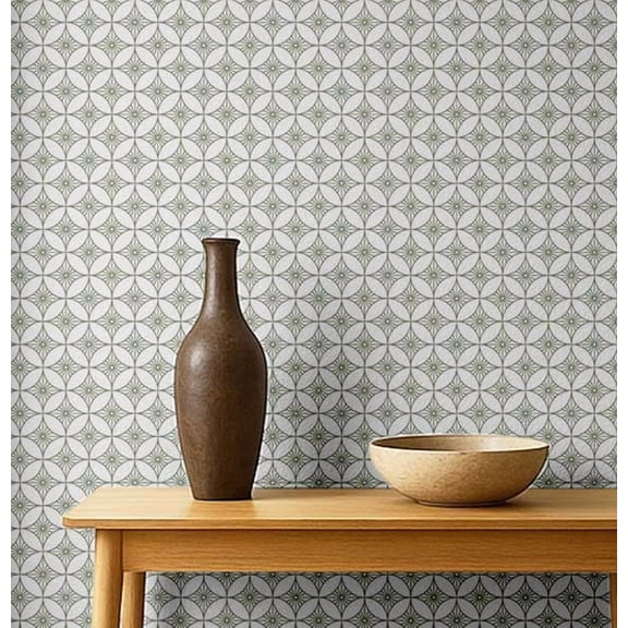 S4Sassy Self-Stick Decorative Wallpaper, Starburst Geometric Print Wall Paper, Textured Vinyl Waterproof Contact Paper, Green, 25"x240" Removable Renter Friendly Wall Covering For Bedroom