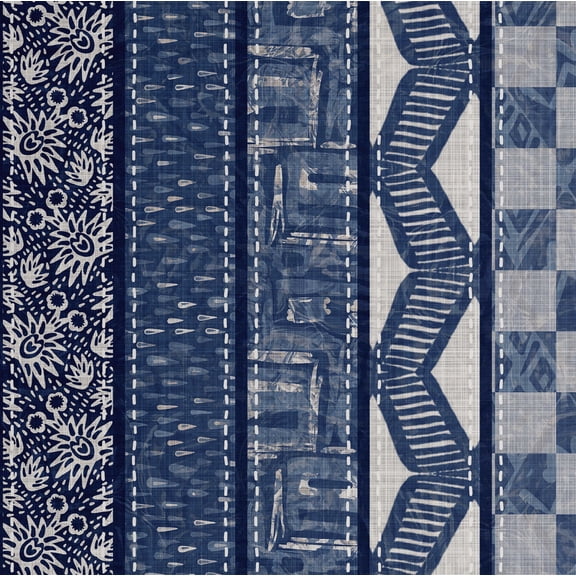 S4Sassy Striped Block Print Wallpaper - Asian Style Wall Covering, 25" X 60" Self-Adhesive Plain Vinyl Wallpaper, Decorative Wallwrap, Easy Diy Wall Covering For Bedroom, Living Room - Blue