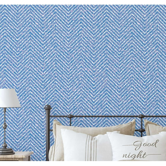 S4Sassy Striped Brush Print Wallpaper - Blue Wall Covering, 25" X 240" Self-Adhesive Vinyl Walls Paper, Decorative Wallwrap, Easy Diy Walls Covering For Bedroom, Living Room, Living Space