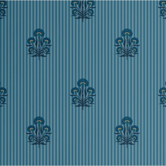 S4Sassy Striped Motif Wallpaper - Blue Wall Covering, 25" x 360" Self-Adhesive Vinyl Walls Paper, Walls Wrap, Easy DIY Wall Covering For Farmhouse Bedroom, Living Room, Cabinets