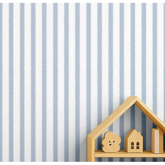 S4Sassy Stripes Wallpaper - Blue Wall Covering, 25" x 120" Self-Adhesive Vinyl Walls Paper, Wallwrap, Easy DIY Wall Covering For Kids Bedroom, Kids room wall decor, Playroom wallpaper