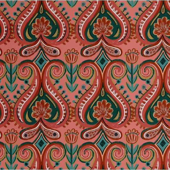 S4Sassy Tribal Paisley Pattern Wallpaper - Pink Bohemian Wall Covering, 25" x 120" Self-Adhesive Textured Vinyl Walls Paper, Decorative Wall Wrap, Easy DIY Walls Covering For Bedroom, Cabinets