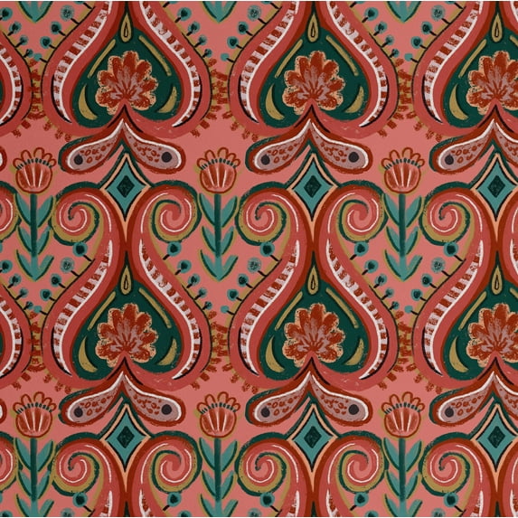 S4Sassy Tribal Paisley Pattern Wallpaper - Pink Bohemian Wall Covering, 25" x 360" Self-Adhesive Textured Vinyl Walls Paper, Decorative Wall Wrap, Easy DIY Walls Covering For Bedroom, Cabinets