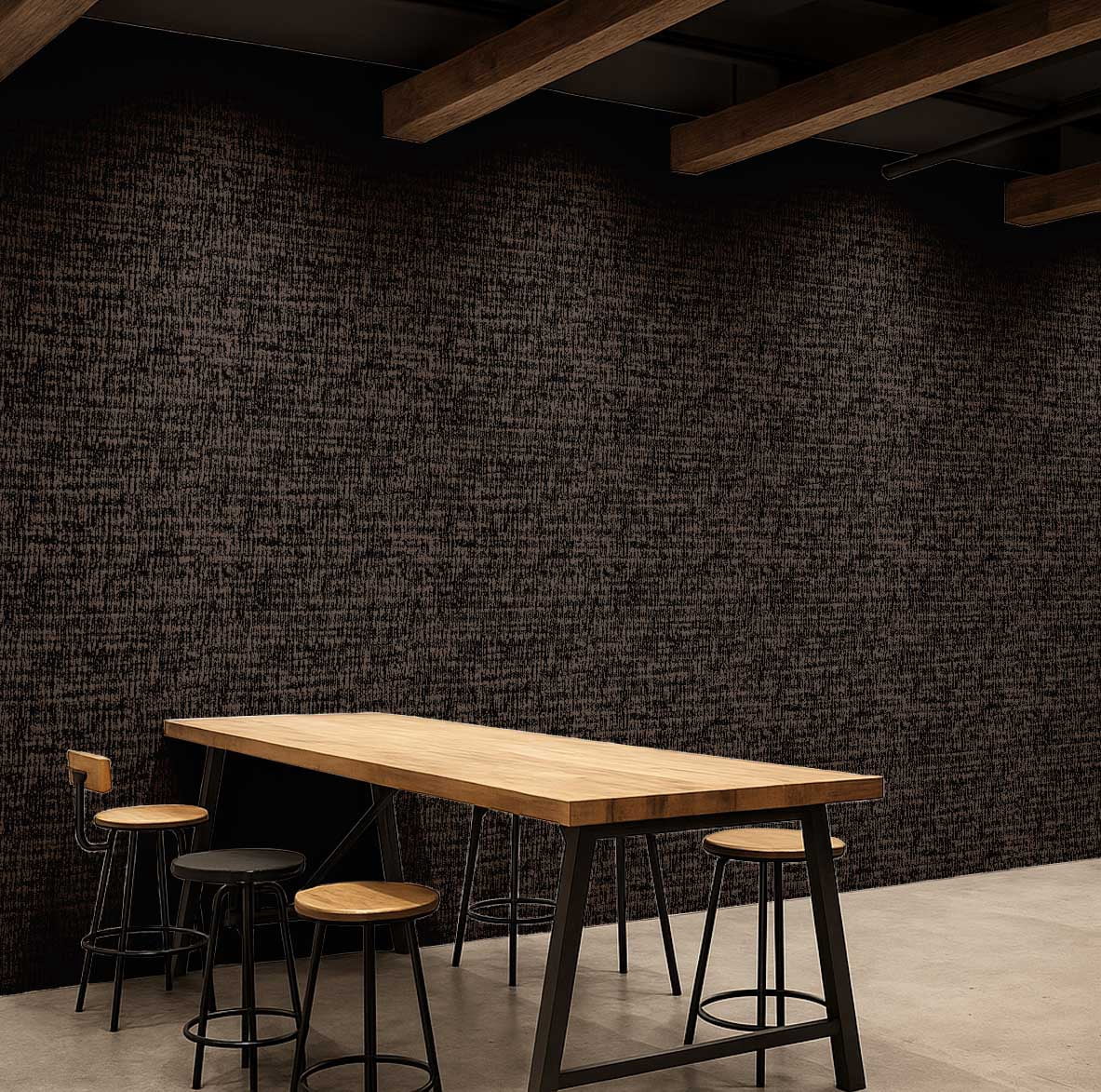 S4Sassy Tweed Texture Wallpaper - Commercial Space Wall Covering, 25" X 120" Self-Adhesive Plain Vinyl Wallpaper, Decorative Walls Wrap, Easy Diy Wall Covering For Retail, Office Spaces - Black