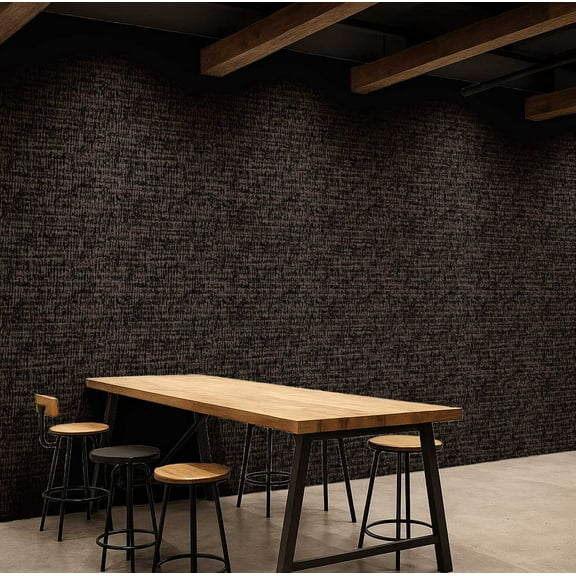 S4Sassy Tweed Texture Wallpaper - Commercial Space Wall Covering, 25" X 120" Self-Adhesive Plain Vinyl Wallpaper, Decorative Walls Wrap, Easy Diy Wall Covering For Retail, Office Spaces - Black