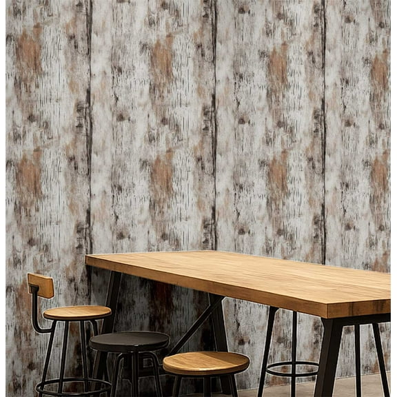 S4Sassy Vintage Timber Stripe Wallpaper- Commercial Space Wall Covering, 25" X 60" Self-Adhesive Textured Vinyl Wallpaper, Decorative Walls Wrap, Diy Wall Covering For Retail, Office Spaces- Gray