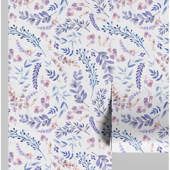 S4Sassy Watercolor Leaf Wallpaper- Blue Botanical Wall Covering, 25" x 120" Self-Adhesive Textured Vinyl Wallpaper, Decorative Wall Wrap, Easy DIY Decor For Bedroom, Living Room, Living Space