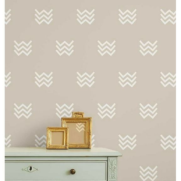 S4Sassy Zig Zag Tribal Wallpaper - Beige Wall Covering, 25" x 360" Self-Adhesive Vinyl Walls Paper, Wallwrap, Easy DIY Wall Covering For Boho aesthetic wall decor, Living Room, Living Spaces