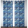 thumbnail image 1 of S4sassy Cotton Duck Dolphin Mix Blue Double Panel Eyelet Living Room Door Curtains- 54x84 Inches, 1 of 5