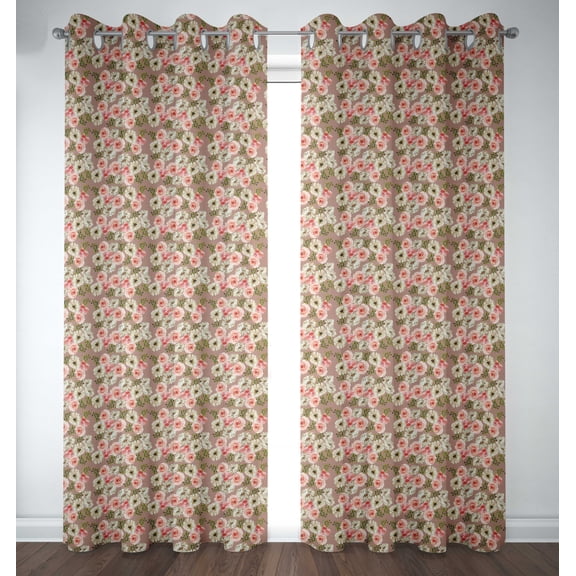 S4sassy Cotton Duck Rose & Ranunculus Floral Orange Door Treatment Double Panel Eyelet Curtain Drapes- 54x84 Inches