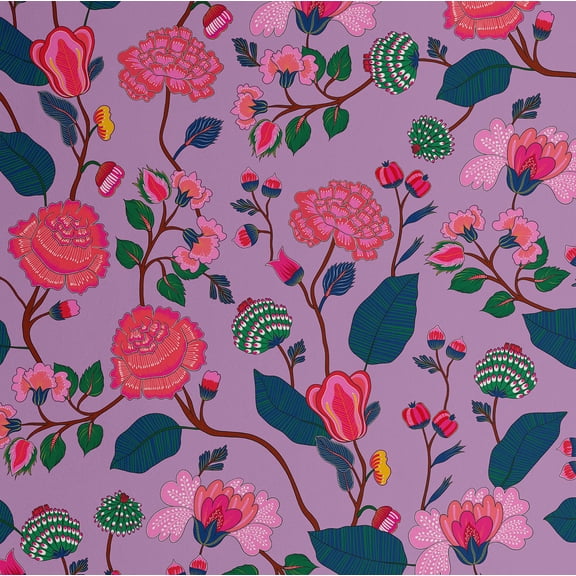 S4sassy Removable Asian Style Wall Decor, Finish Wallcover, Blossom Floral Print Contact Paper for Walls, Dresser, Purple Self Adhesive Vinyl Wallpaper Roll Contact Paper for Walls - 25"x60"