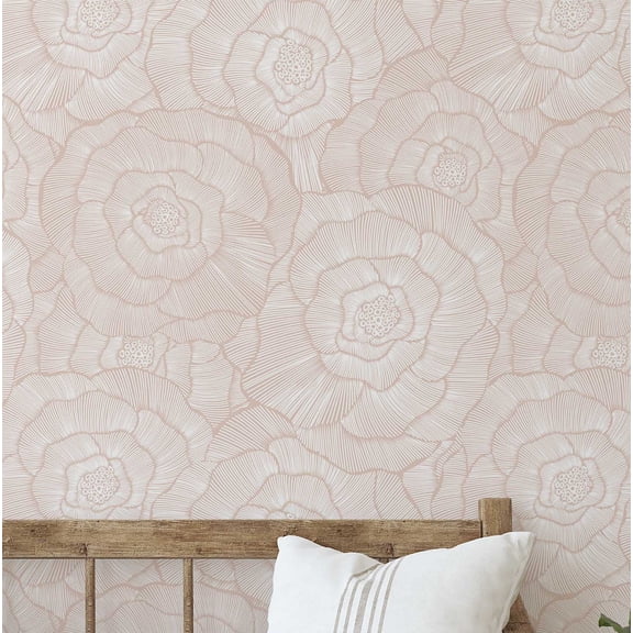 S4sassy Removable Contemporary Beige Wall Decor, Fine Line Floral Contact Paper for Walls, Cabinets, and Dresser, Self Adhesive Vinyl Wallpaper Roll, Waterproof Contact Paper for Walls - 25"x60" inch