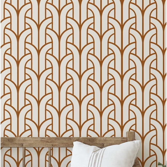S4sassy Removable Contemporary Brown Wall Decor, Art Deco Fountain Print Textured Contact Paper for Walls, Cabinets, Dresser, Self Adhesive Vinyl Wallpaper Roll, Waterproof Contact Paper - 25"x120"