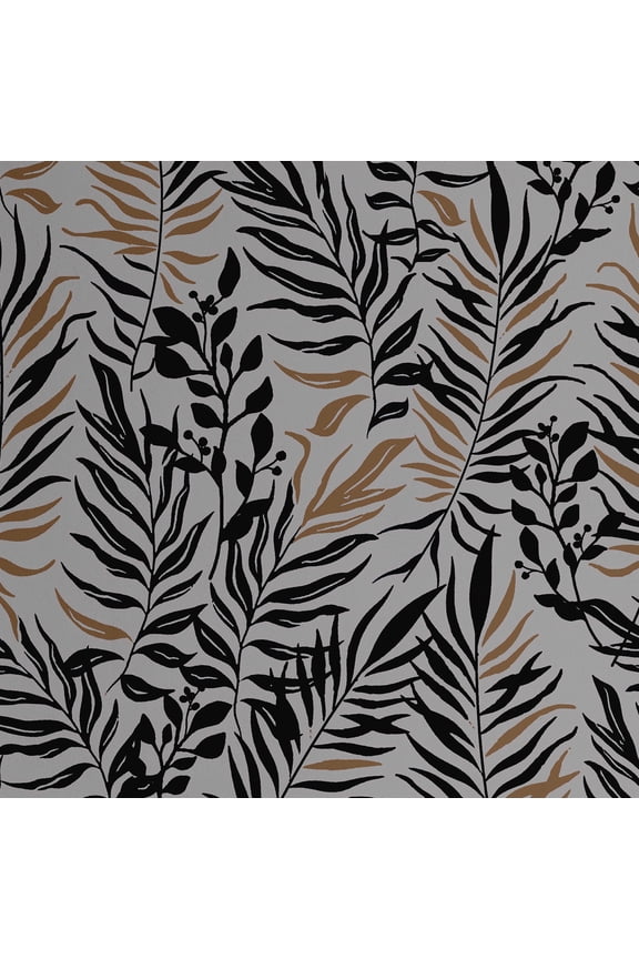 Removable Nature-inspired Waterproof Wall Wrap, Finish Wallcover, Tropical Palm Leaf Print Contact Paper for Walls, Cabinet, Dresser, Self Adhesive Vinyl Wallpaper Roll- Gray-25"x60"
