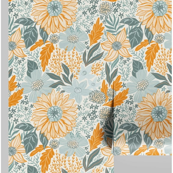 S4sassy Removable Nature-inspired Waterproof Wall Wrap, Textured Finish Wallcover, Bold Botanical Bloom Contact Paper for Walls, Cabinet, Dresser, Self Adhesive Vinyl Wallpaper Roll- Orange (25"x60")