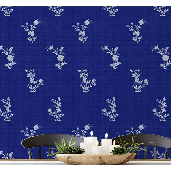 S4sassy Removable Nature-inspired Waterproof Wall Wrap, Textured Wallcover, Mini Floral Bunch Print Contact Paper for Wall, Cabinet, Dresser, Self Adhesive Vinyl Wallpaper Roll- Blue (25"x240" inch)