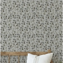 S4sassy Removable Nature-inspired Waterproof Wall Wrap, Wallcover, Floral Blockprint Print Contact Paper for Walls, Cabinets, and Dresser, Self Adhesive Vinyl Wallpaper Roll- Grey (25"x60" inch)