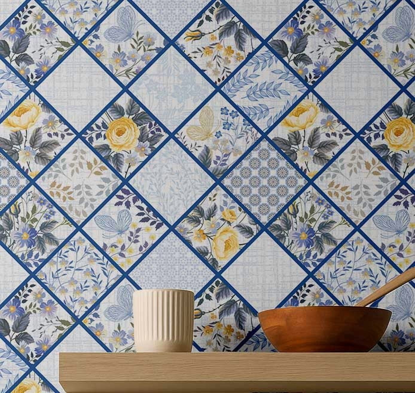 S4sassy Removable Vintage Style Waterproof Wall Wrap, Classical Tile ...