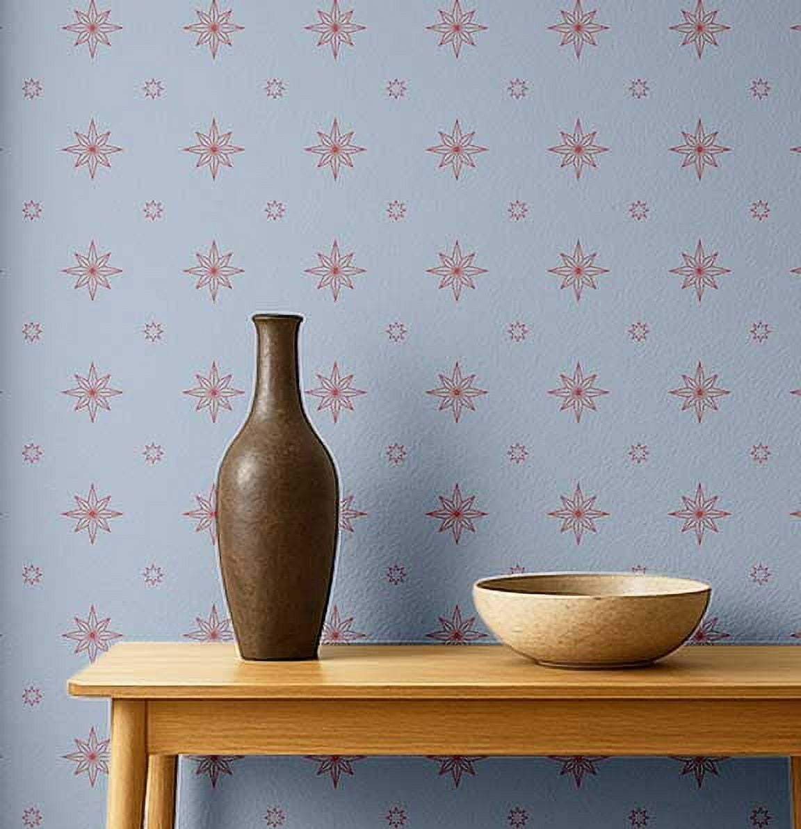 S4sassy Removable Vintage Style Waterproof Wall Wrap, Textured Finish Mosaic Tile Wallcover, Compass Starburst Pattern Contact Paper for Backsplash, Self Adhesive Vinyl Wallpaper Roll- Blue- 25"x360"