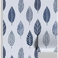 thumbnail image 1 of S4sassy Self Adhesive Wallpaper, Blue Stylized Leaf Print Mural Wall Paper, Peel and Stick Contact Paper for Walls, Entryway accent Wall, Office Decor, Solution (25"x60" inch), 1 of 6