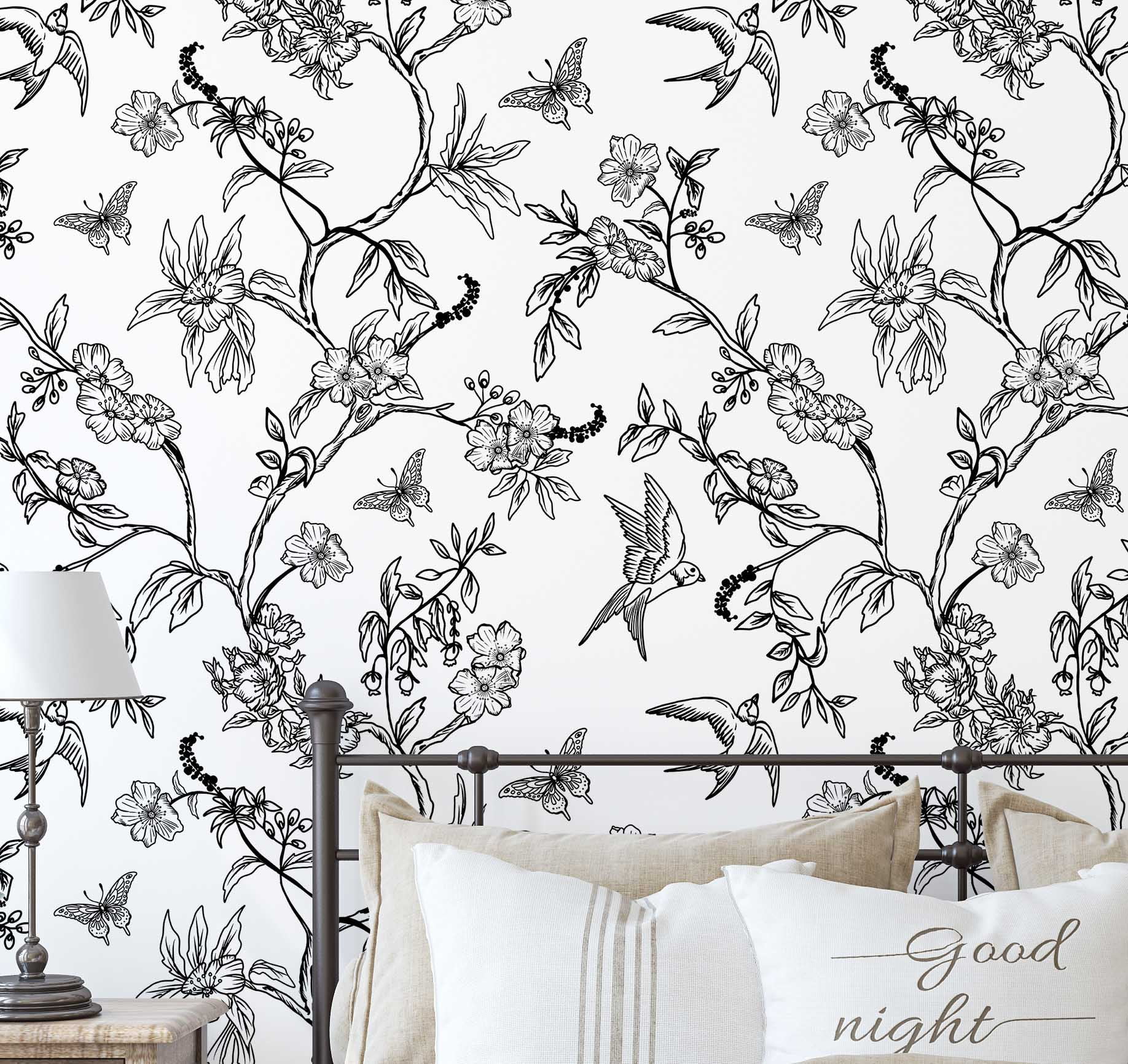 S4Sassy Self Adhesive Wallpaper, Bold Tulip Blossom Wallpaper, Brown
