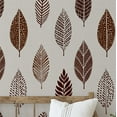 thumbnail image 1 of S4sassy Self Adhesive Wallpaper, Brown Stylized Leaf Print Mural Wall Paper, Textured Peel and Stick Contact Paper for Walls, Entryway accent Wall, Office Decor, Solution (25"x60" inch), 1 of 9