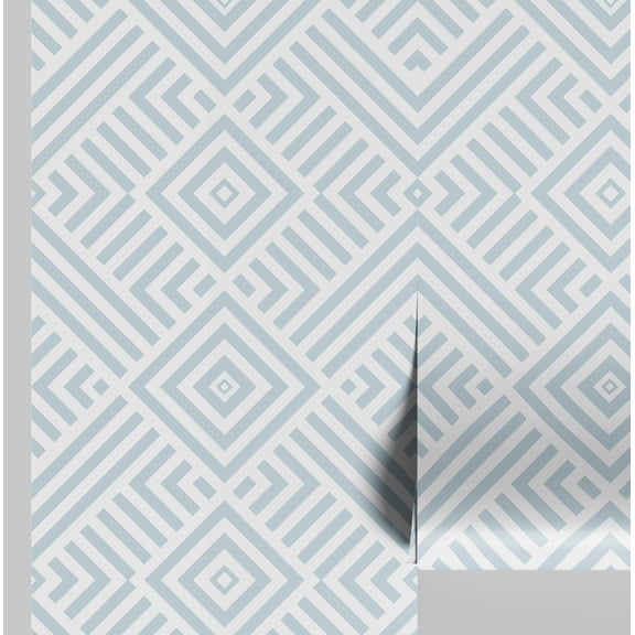 S4sassy Self Adhesive Wallpaper, Geometric Diamond Print Wallpaper, Blue Removable DIY Vinyl Wall Covering, Textured Peel and Stick Contact Paper for Entryway accent Wall, Easy Home Decor (25"x360")