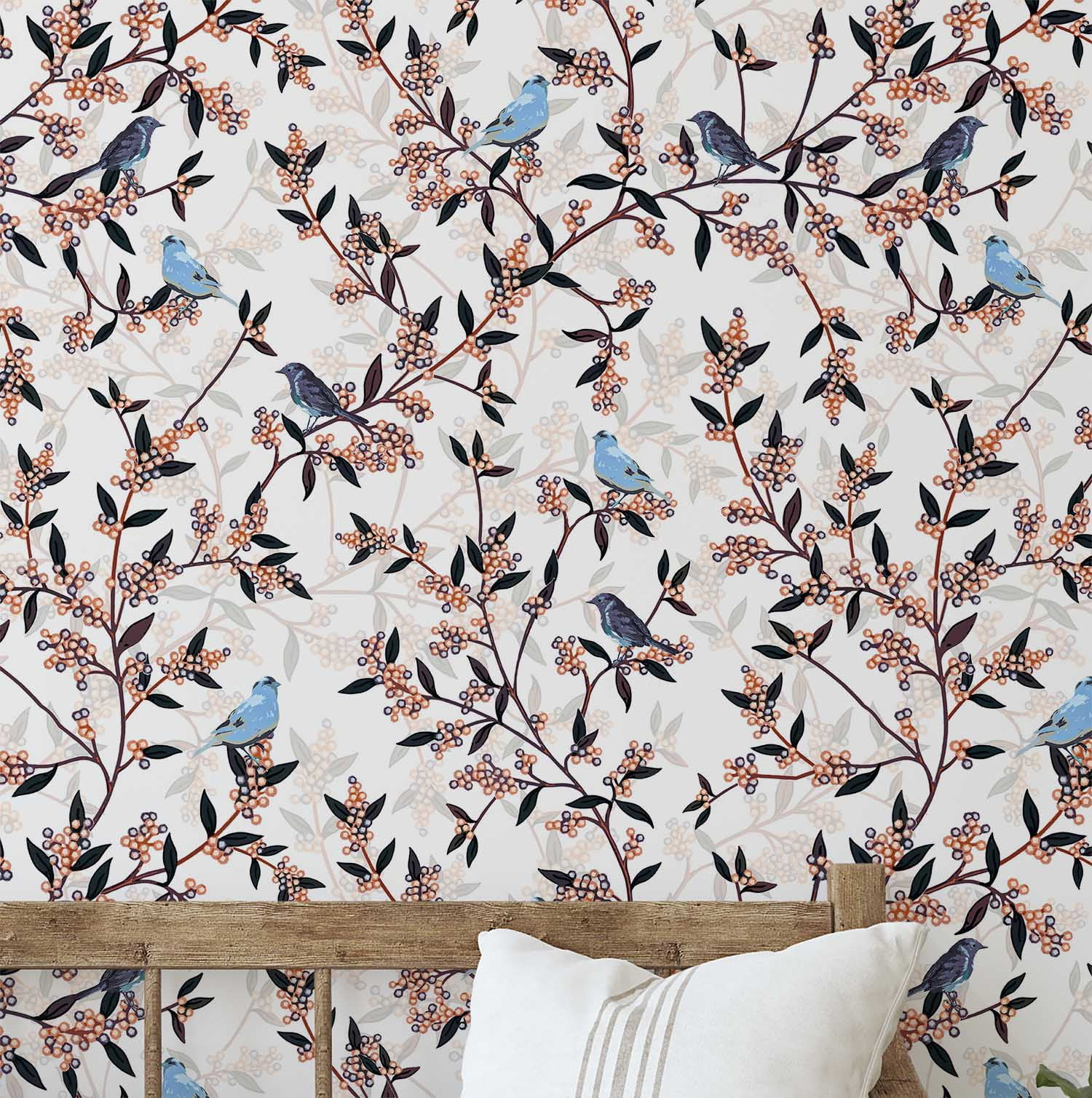 S4sassy Self Adhesive Wallpaper, Monochrome Bird & Branch Wallpaper ...