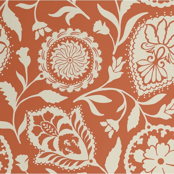 S4sassy Self-Stick Decorative Boho Wallpaper, Floral Paisley Print Wall Paper, Vinyl Waterproof Contact Paper, Peach, 25"x360" Removable Renter Friendly Wall Covering For Bedroom, Dining room