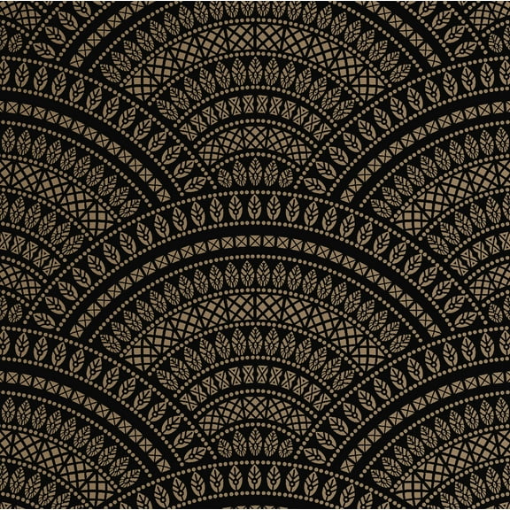 S4sassy Self-Stick Decorative Boho Wallpaper, Geometric Mandala Print Walls Paper, Vinyl Waterproof Contact Paper, Black, 25"x240"inch Removable Renter Friendly Wall Covering For Bedroom, Dining room
