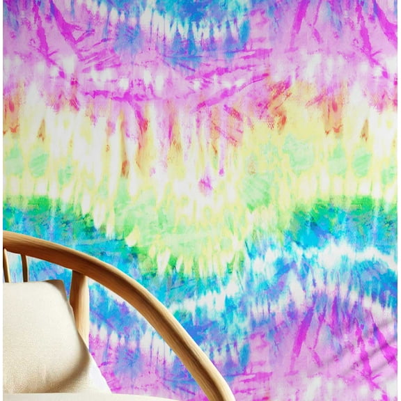 S4sassy Self-Stick Decorative Boho Wallpaper, Rainbow Tie-Dye Wall Paper, Vinyl Waterproof Contact Paper, Multicolor, 25"x120" Removable Renter Friendly Wall Covering For Bedroom, Dining room