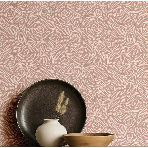 S4sassy Self-Stick Decorative Boho Wallpaper, Spiral Abstract Print Walls Paper, Vinyl Waterproof Contact Paper, Pink, 25"x120"inch Removable Renter Friendly Wall Covering For Bedroom, Dining room