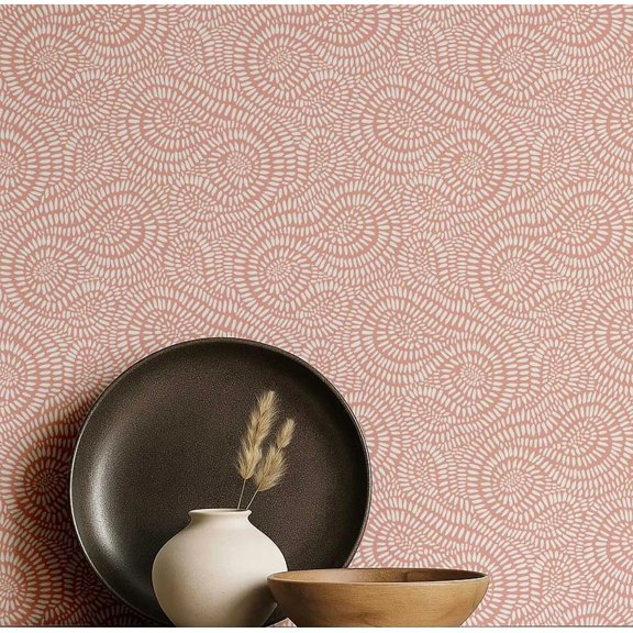 S4sassy Self-Stick Decorative Boho Wallpaper, Spiral Abstract Print Walls Paper, Vinyl Waterproof Contact Paper, Pink, 25"x60"inch Removable Renter Friendly Wall Covering For Bedroom, Dining room