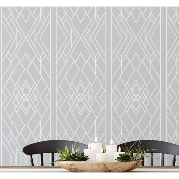 S4sassy Self-Stick Decorative Wallpaper, Art Deco Line Print Wall Paper, Textured Vinyl Waterproof Contact Paper, Grey, 25"x240"inch Removable Renter Friendly Wall Covering For Bedroom, Dining room