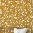 thumbnail image 1 of S4sassy Self-Stick Decorative Wallpaper, Botanical Flower Wall Paper, Textured Vinyl Waterproof Contact Paper, White on Mustard Yellow, 25"x360"inch Removable Walls Covering for Bedroom, Yellow, 1 of 9
