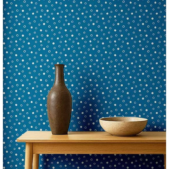 S4sassy Self-Stick Decorative Wallpaper, Polka Dot Wall Paper, Vinyl Waterproof Contact Paper, Blue, 25"x240"inch Removable Renter Friendly Wall Covering For Bedroom, Dining room
