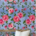 thumbnail image 1 of S4sassy Self-Stick Decorative Wallpaper, Textured Bouquet Print Wall Paper, Textured Vinyl Waterproof Contact Paper, Blue, 25"x240"inch Removable Renter Friendly Wall Covering For Bedroom, 1 of 9