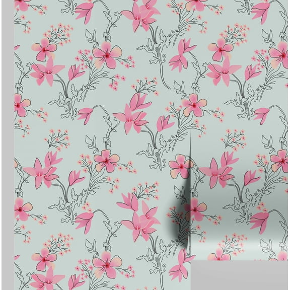 S4sassy Self-Stick Decorative Wallpaper, Tropical Leaf Print Wall Paper, Textured Vinyl Waterproof Contact Paper, Pink, 25"x60"inch Removable Renter Friendly Wall Covering For Bedroom, Dining room