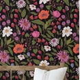 thumbnail image 1 of S4sassy Self-Stick Decorative Wallpaper, Vibrant Wildflower Bloom Wall Paper, Vinyl Waterproof Contact Paper, Black, 25"x60" Removable Renter Friendly Wall Covering For Bedroom, Dining room, 1 of 9