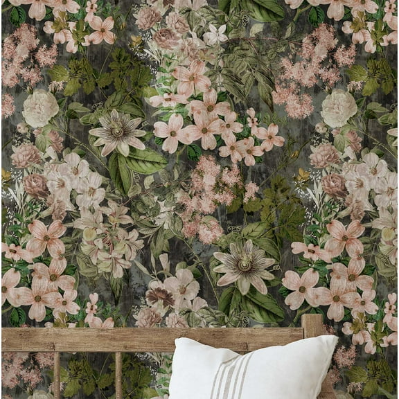 S4sassy Self-Stick Decorative Wallpaper, Vintage Botanical Garden Wall Paper, Vinyl Waterproof Contact Paper, Green, 25"x60" Removable Renter Friendly Wall Covering For Bedroom, Dining room